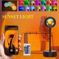 64 Colors Bluetooth Sunset Lamp Projector RGB Led Night Light Tuya Smart APP Remote Control Decoration Bedroom Photography Gift Phone Camera Flash Lig