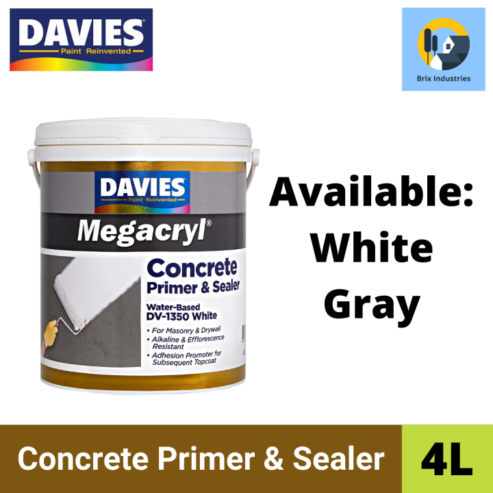 Davies Megacryl Concrete Primer and Sealer 4L (Gallon) White or Gray DV