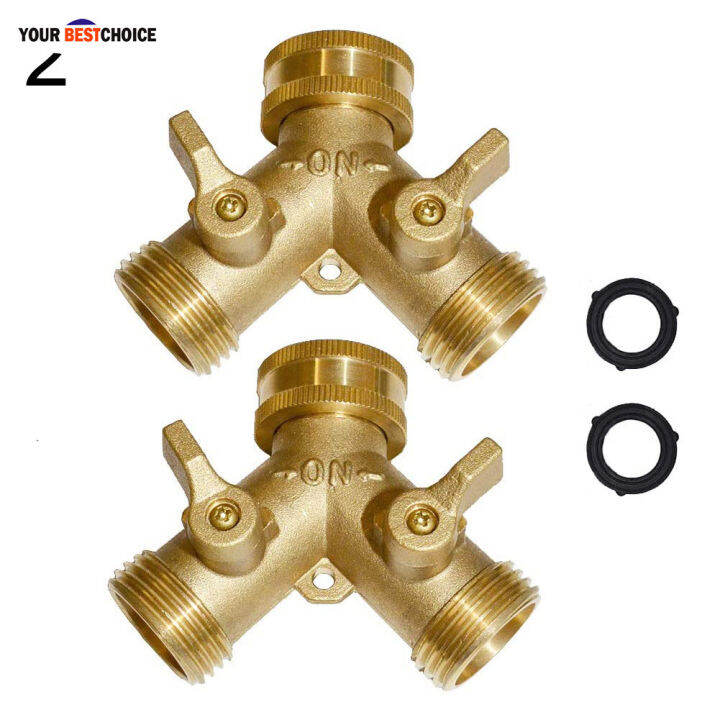 YBC Garden Hose Y Valve Connectors Brass Hose Splitter with Solid Brass