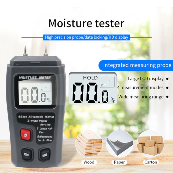 เครื่องตรวจจับความชื้นดิจิทัลเครื่องวัดความชื้นไม้9v-พร้อมตัวบ่งชี้เครื่องตรวจจับความชื้นดิจิทัลแม่นยำเครื่องวัดความชื้นนำมาใช้ใหม่ได้เครื่องวัดความชื้นไม้ที่แม่นยำ