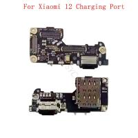 สายเคเบิ้ลยืดหยุ่นสำหรับบอร์ดพอร์ตตัวต่อที่ชาร์ท USB Xiaomi Mi 12 12S 12X ชาร์จพอร์ตอะไหล่ซ่อมเครื่องอ่านพร้อมกับซิมการ์ด