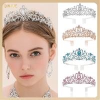 QINJUE เครื่องประดับ เครื่องประดับผมเจ้าสาว ที่คาดผมเจ้าสาว Silver Tiara Crown มงกุฎ Rhinestone เจ้าหญิง ที่คาดผมคริสตัล พร้อมหวี