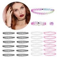 【DT】hot！ ZEMO 3/12pcs Gothic Kpop Choker Sets for Chain Necklace Colorful Punk Stretch