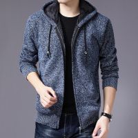 CODAndrew Hearst Sweater Men Plus velvet thick Solid Color Zipper Hooded Cardigan Personality Wild Sweaters Winter New Product