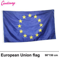 ธงสหภาพยุโรป 3ft x 5ft โพลีเอสเตอร์ EU National Flag ใหม่ 90*150 ซม.ตกแต่งบ้านธงแบนเนอร์-yrumrudang