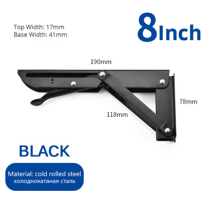 NAIERDI 2PCS 8-20inch Stainless Steel Folding Angle Bracket White Black Iron Triangle Wall Mount Bracket For Shelf Bench Table