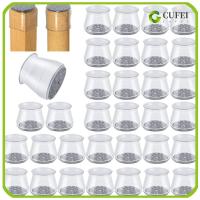 CUFEI 32 Pcs รู้สึกเหมือนอยู่ ตัวป้องกันขาเก้าอี้ ซิลิโคนทำจากซิลิโคน กลมกลมๆ หมวกคลุมขาเก้าอี้ ทนทานต่อการใช้งาน โปร่งใสโปร่งใส แผ่นรองขาเฟอร์นิเจอร์ พื้นไม้เนื้อแข็ง