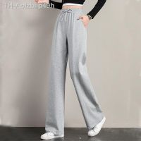 Aolzbiip49h Lucyever สีเทาผู้หญิง Sweatpants ฤดูใบไม้ผลิฤดูร้อน Elastic เอวหลวมกางเกงกีฬาผู้หญิง 2022 กางเกงขากว้างหลวม