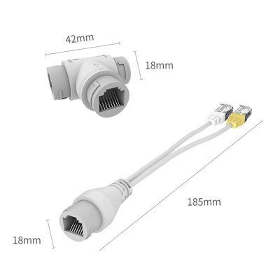 1Set 2-In-1 POE Camera Simplified Cable Connector Splitter Cable Connector Plastic White
