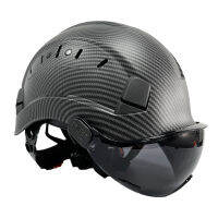 คาร์บอนไฟเบอร์แบบก่อสร้างหมวกนิรภัยที่มีสีดำ Visor แว่นตาที่มีคุณภาพ ABS Vented จักรยานรถจักรยานยนต์หมวกกันน็อคหมวกแข็ง