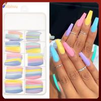 RIBHVU 100 Pcs/Box DIY อะคริลิค เครื่องมือความงาม เคล็ดลับเล็บปลอม เล็บปลอมนางระบำ ทำเล็บ ปกเต็ม