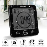 Waterproof LCD Digital Wall Clock Shower Suction Wall Stand Alarm Timer Temperature Humidity Bath Weather Station for Home