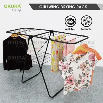 Foldable Clothes Drying Rack With Pulley Stainless Steel Cloth Hanger  Indoor Outdoor Cloth Drying Hanging Rack