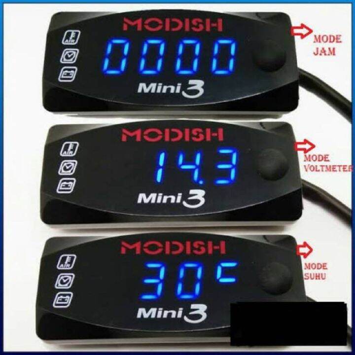 Voltmeter AKI 3in1 JAM SUHU VOLT METER AKI MOTOR UNIVERSAL NMAX PCX