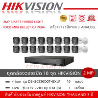 (ชุดกล้อง 16 ตัว + เครื่องบันทึก )HIKVISION DS-2CE16D0T-EXLF กล้องวงจรปิด HD 4 ระบบ 2 ล้านพิกเซล + เตรื่องบันทึก 1 เครื่อง รุ่น iDS-7216HQHI-M1/S