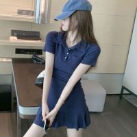 Pure desire a word skirt wind skirt 2021 summer new polo collar design sense of cultivate ones morality show thin short dresses woman golf