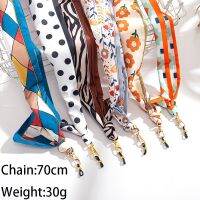 2023 Color Plaid Fabric Splicing Glasses Chain Neck Strap Nylon Rope Printing Silk Scarf Sunglasses Windproof Mask Chain Lanyard