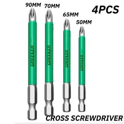 4PCS Greener Electric Screwdriver Set 50mm 65mm 70mm 90mm Durable Anti Slip Magnetic Batch Head Cross High Hardness Bit Set Screw Nut Drivers