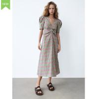 ZARAˉ DATA Spring New Women S Plaid Sweet Print Puff Sleeve Dress 4688313 050