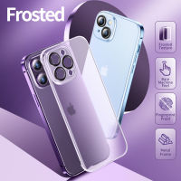 2023FashionLuxury กรอบโลหะ Matte เคสศัพท์สำหรับ 14 12 13 Pro Max All Inclusive เลนส์ป้องกัน Frosted โปร่งใส Backplane CoverFreeshiping