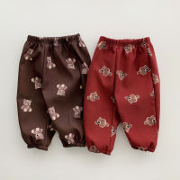 2022 Baby Pants Cotton Cartoon Full Bear Print Trousers Spring Autumn Boys Girls Casual Fashion Kids Bottoms