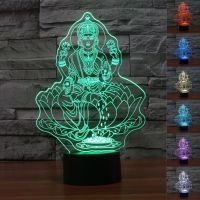 ﹍ Bodhisattva 3D Night Light 7 Colors Gradient Indian Buddha USB LED Table Lamp