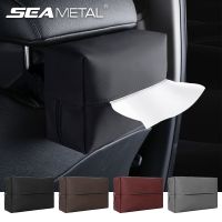SEAMETAL Car Tissue Box Holder Nappa Leather Car Center Console Armrest Napkin Box Sun Visor Backseat Tissue Case with Fix Strap