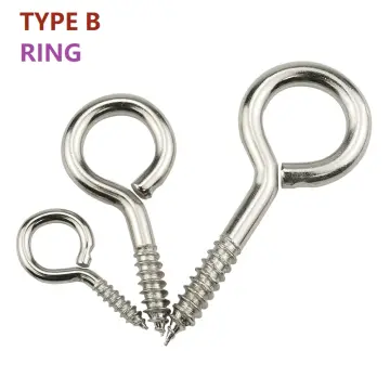 Heavy Duty Eye Hooks / Ring Pack Wood Nickel Plated Self-tapping