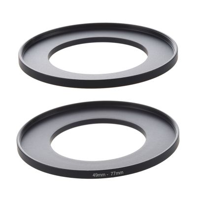 2 Pcs Black Camera Filter Lens Step Up Ring Adapter, 1 Pcs 49Mm-72Mm &amp; 1 Pcs 49Mm-77Mm