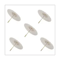 5PCS Paper Parasol 60Cm Beach Umbrella White DIY Umbrella Photography Props for Baby Shower Party Wedding