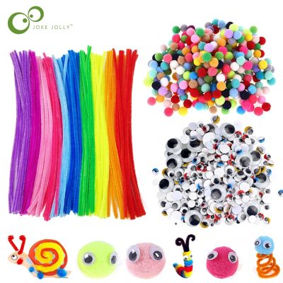 Plush Stick / Pompoms / Googly Wiggle Eyes Rainbow Colors Shilly-Stick Educational DIY Toys Art Craft Toys for Children GYH