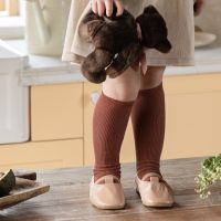 ▤∏☫  Autumn Long Socks Girls Solid Double Needle Cotton Socks Knee Length Stockings 3-8T Baby Tube Sock