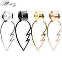 Alisouy 2PC สแตนเลสที่ถอดออกได้ Love Heart จี้ Flared Ear Plug อุโมงค์ Expander Stretcher Gauges Body Piercing เครื่องประดับ