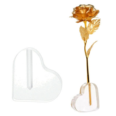 [Veli Shy] กุหลาบฐานดอกไม้อะคริลิครูปหัวใจสร้างสรรค์บ้านตกแต่งดอกไม้ที่นั่งตกแต่งห้องนั่งเล่น