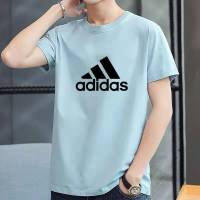 ADIDASeˉ   เสื้อยืดธรรมดาของผู้ชาย,เสื้อยืดผ้าคอตตอนแนวสปอร์ตแขนสั้นสำหรับผู้ชายมี5สี