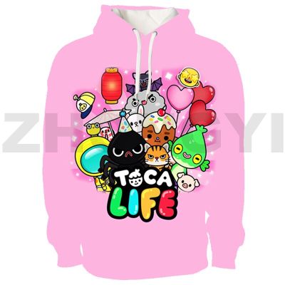 3D Harajuku Toca Boca Hoodie Kawaii อะนิเมะเสื้อผ้าบุรุษการ์ตูนญี่ปุ่น Toca Life World หลวม Hoody Hip-Hop เสื้อแขนยาว