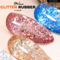 ชุดสี Glitter Rubber Milan 6สี สีกลิตเตอร์ เล็บเจล ยาทาเล็บ สีเจล