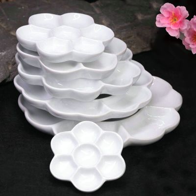 Jingdezhen Ceramic Palette Art Gouache Watercolor Chinese Painting Pigment White Porcelain Plate Supplies Tray