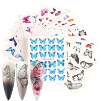 12 or 30pcs Set Sticker on Nails Flower Butterfly Water Transfer Decal Anime Leaf Foil Manicure Nail Design Slider NFSTZ982-1017 Wall Stickers Decals