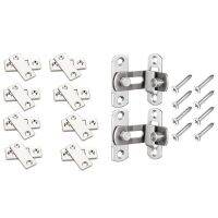 2Pcs 90องศามุมขวาประตู Latch Hasp ดัด Latch Buckle 8ชุดประตู Closers ตู้ประตู Hasp Latch