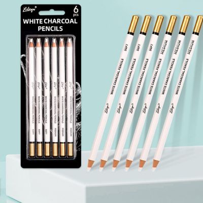 ดินสอเขียนสีขาวแท่งเฉดดิ้งชอล์กสำหรับเขียนดินสอสี6ชิ้น