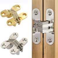 2Pcs 12x43MM Invisible Hinges Silent Close Cross Hinge Hidden Concealed Cabinet Cupboard Door Wooden Boxes For Folding Furniture Door Hardware Locks