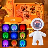 ❖ Sunset Night Light Projector Spaceman Sunset Lamp Live Streaming Beauty Photo Room Decor Rechargeable Astronaut Projector Light