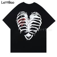 Rose Skull Printing Mens Tshirt Male Tees Korean Clothing Punk Mens 100% Cotton Gildan