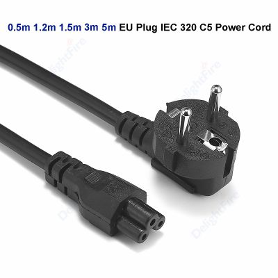 【YF】 0.5/1.2/1.5/3/5M C5 Power Extension Cord EU Cable 220V Supply For HP Sony ASUS Lenovo Samsung Notebook