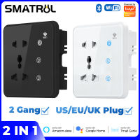 SMATRUL Smartlife/tuya Wifi สมาร์ทซ็อกเก็ตเปิดปิดสวิทช์ไฟสหรัฐอเมริกาสหภาพยุโรปสหราชอาณาจักรเสียบพาร์ทิชันการควบคุมส่วนบุคคล2แก๊งกระจกสัมผัสผนังสวิทช์ซ็อกเก็ต Timing เสียง App ไฟฟ้าสำหรับ Google Home Alexa Tmall Genie