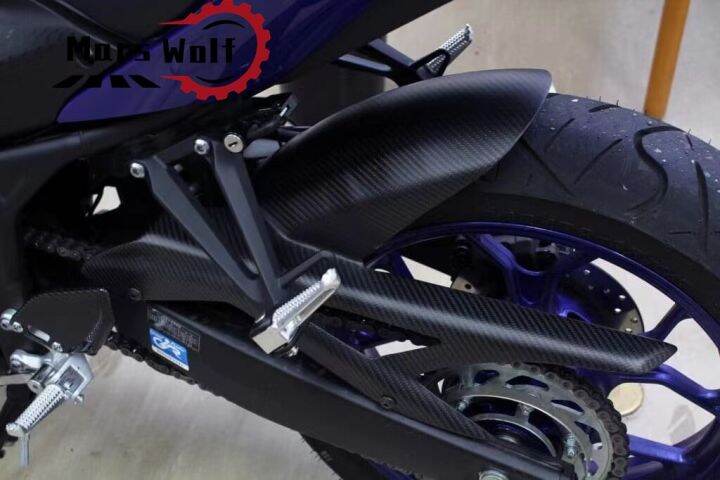 ใช้ได้กับ-r25ยามาฮ่า-yzf-ชุด-yzf-r25-r3-yzf-r3-mt-03-mt03-mt25บังโคลนหลังคาร์บอนไฟเบอร์รถมอเตอร์ไซด์โซ่ป้องกัน