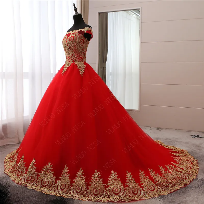 red white and gold wedding dresses