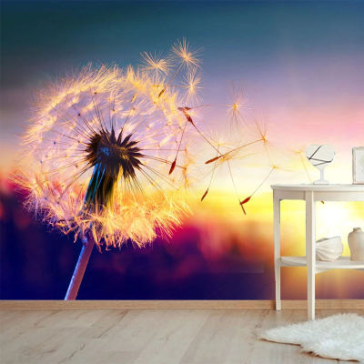 [hot]Modern 3D Wallpaper Romantic Beautiful Sunset Dandelion Flower Landscape Photo Wall Mural Living Room TV Sofa Bedroom Home Decor