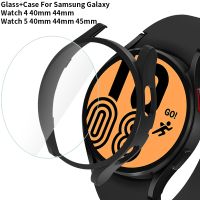 Glass Case for Samsung Galaxy Watch 4 44mm 40mm Screen Protector Full Protective Bumper Shell for Galaxy Watch 5 44mm 40mm Cover